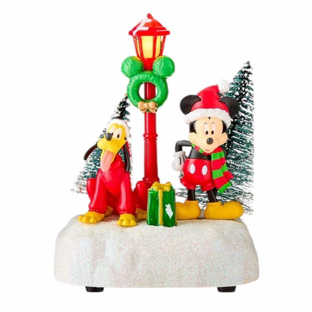 Disney Mickey Mouse & Pluto Light-up Lamppost Christmas‎ Village Accessory